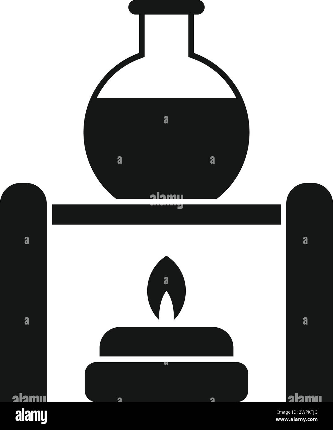 Semplice vettore icona vaso chimico bruciato. Biologia delle provette. Studio del materiale di qualità Illustrazione Vettoriale
