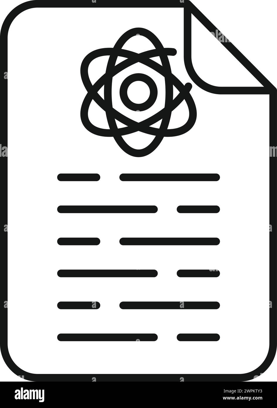 Vettore contorno icona documento laboratorio. Chimica scientifica. Test medico per matracci Illustrazione Vettoriale