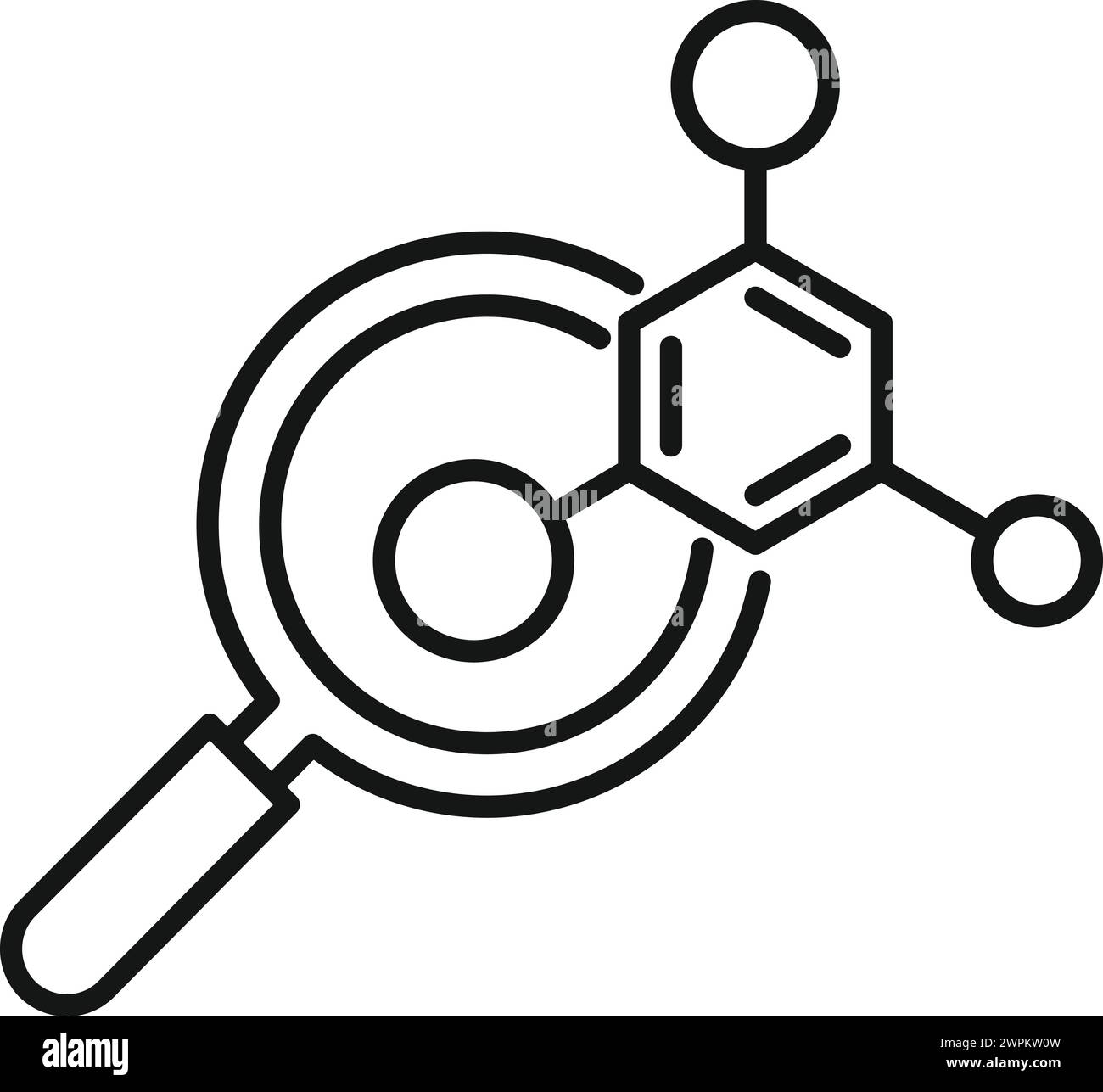Il vettore di contorno dell'icona della ricerca di laboratorio. Laboratorio chimico. Biologia medica Illustrazione Vettoriale