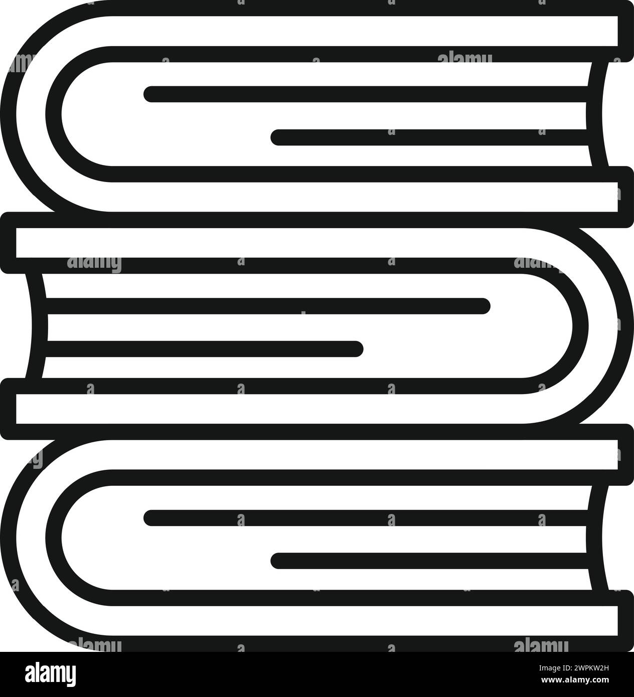 Vettoriale contorno icona stack libri di ricerca. Materiale di scoperta. Test di qualità Illustrazione Vettoriale