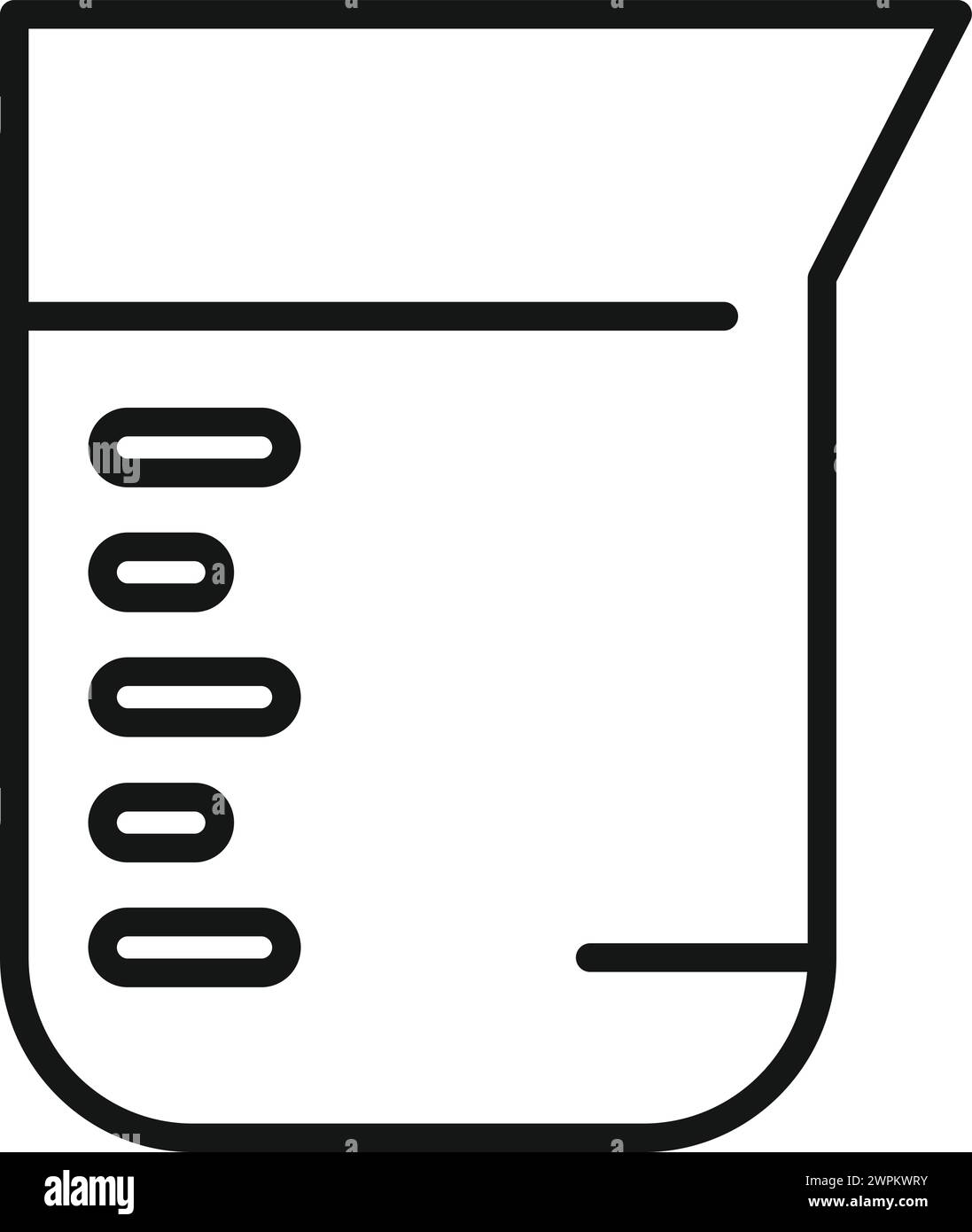 Il vettore del contorno dell'icona della molecola per la salute dei flaconi. Pentola da esperimento. Esame scientifico Illustrazione Vettoriale