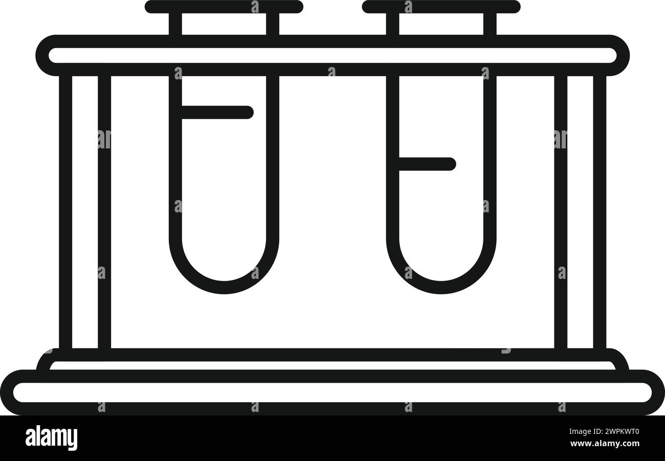 Vettore contorno icona materiale stativo provette. Formula del DNA. Indagine genetica Illustrazione Vettoriale