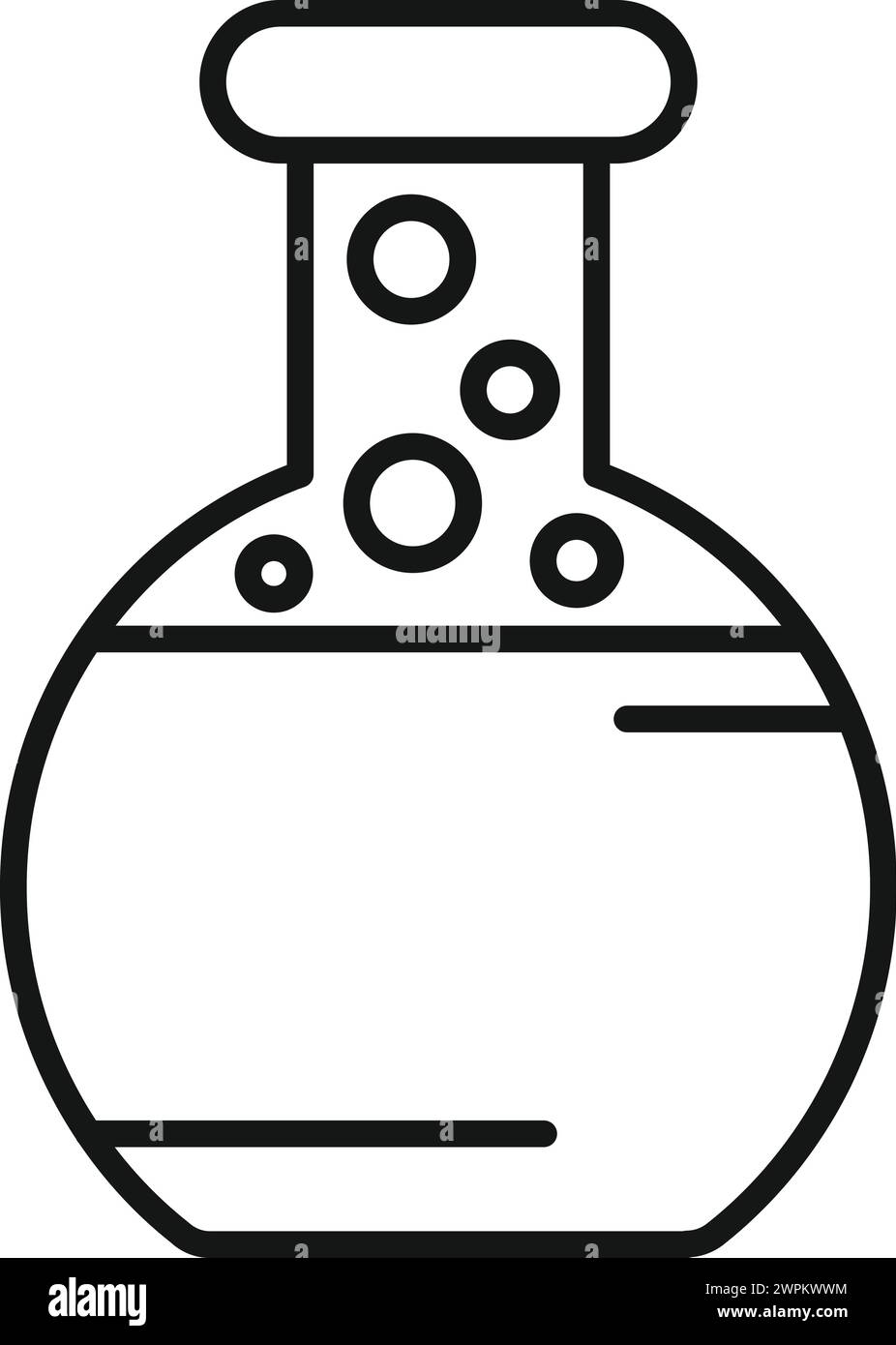 Vettore contorno icona genetica vaso pallone. Molecola di studio scientifico. Test di medicina Illustrazione Vettoriale