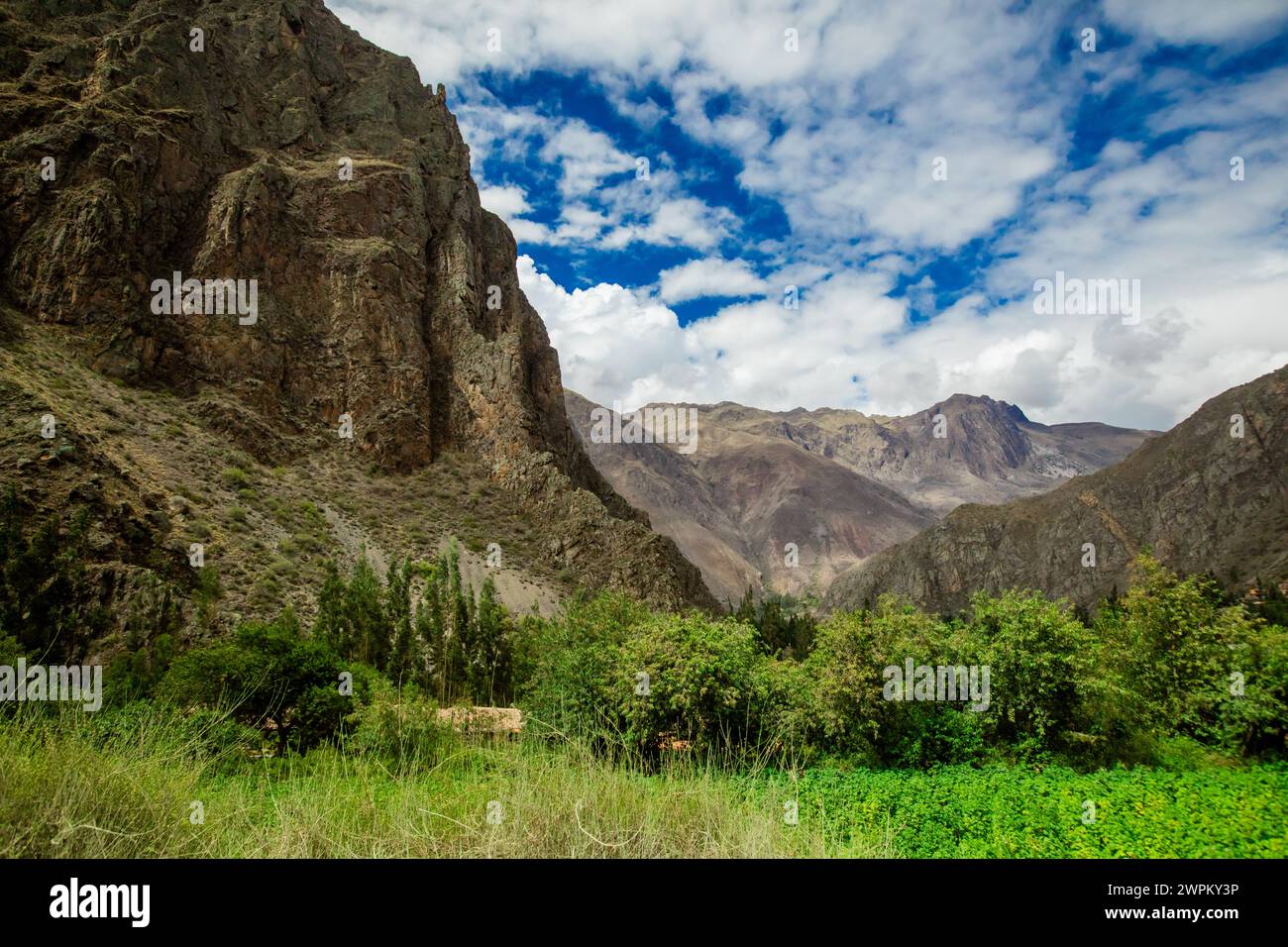 Vedute di Ollantaytambo, Perù, Sud America Foto Stock