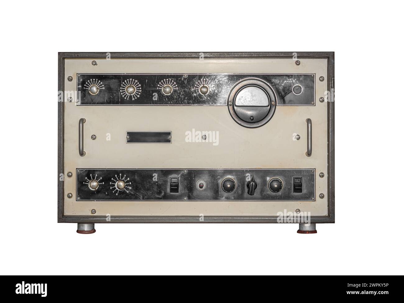 Radio retro isolata su bianco. Foto Stock