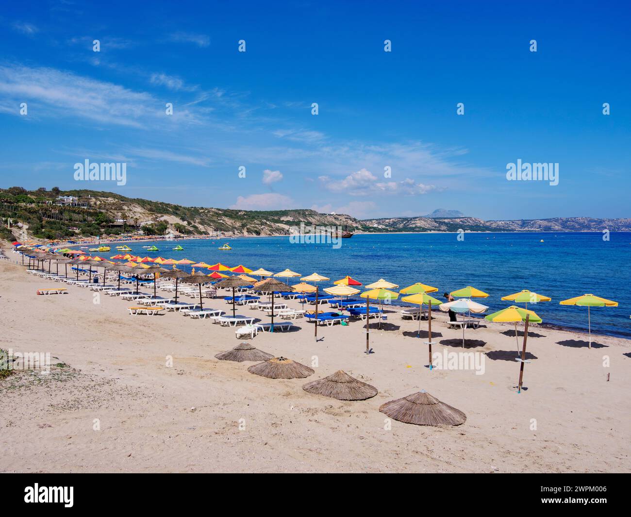 Paradise Beach, isola di Kos, Dodecaneso, isole greche, Grecia, Europa Foto Stock