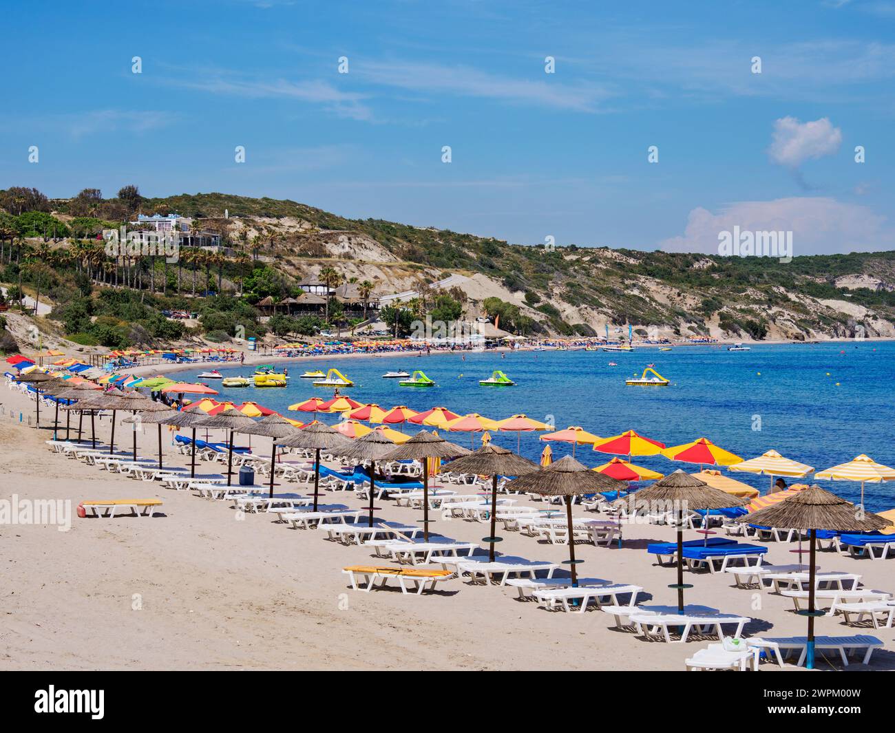 Paradise Beach, isola di Kos, Dodecaneso, isole greche, Grecia, Europa Foto Stock