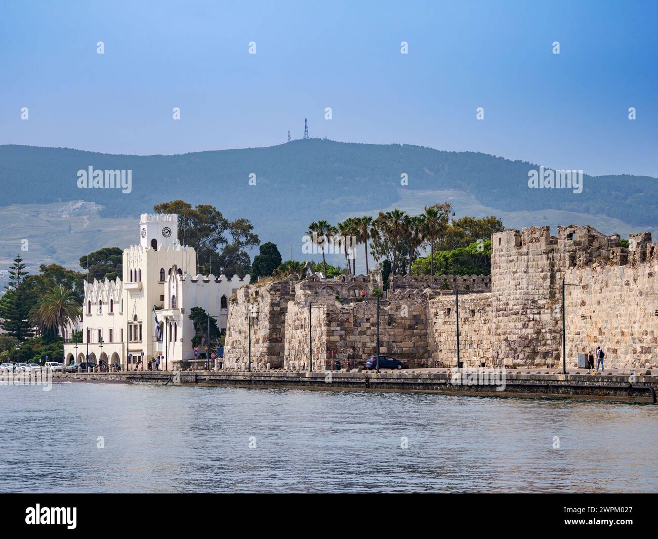 Castello di Nerantzia e Palazzo del governo, città di Kos, isola di Kos, Dodecaneso, isole greche, Grecia, Europa Foto Stock