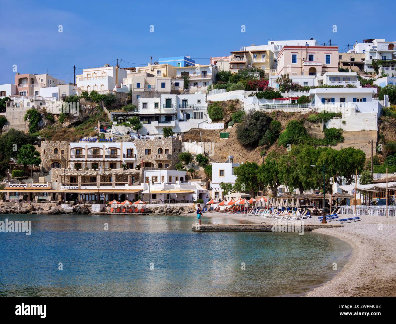 Pandeli Beach, Leros Island, Dodecaneso, Isole greche, Grecia, Europa Foto Stock