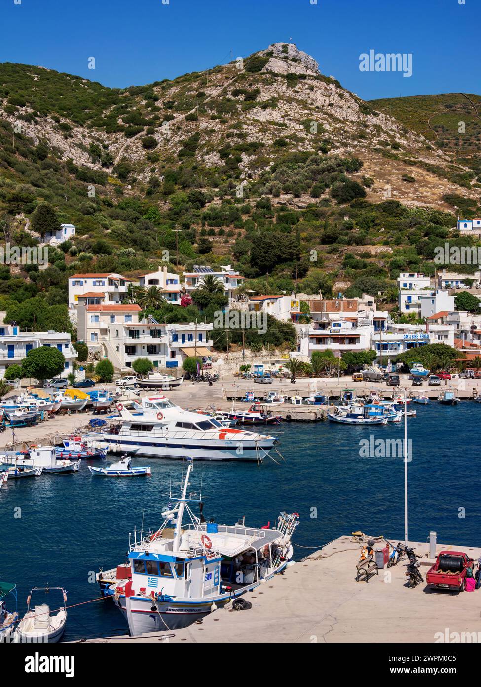 Porto di Fournoi, isola di Fournoi, Egeo settentrionale, isole greche, Grecia, Europa Foto Stock