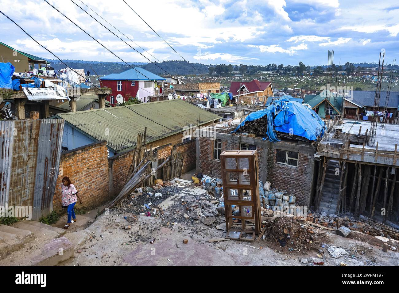 Case nella città di Bukavu, Repubblica Democratica del Congo (RDC) (Congo), Africa Foto Stock