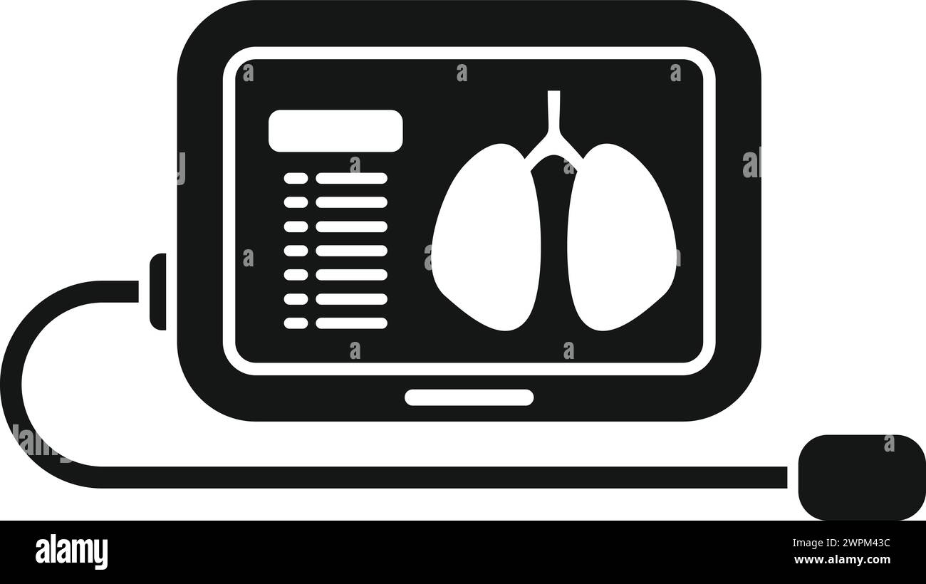 Polmoni icona di scansione a raggi X vettore semplice. Persona di macchina umana. Procedura individuale Illustrazione Vettoriale