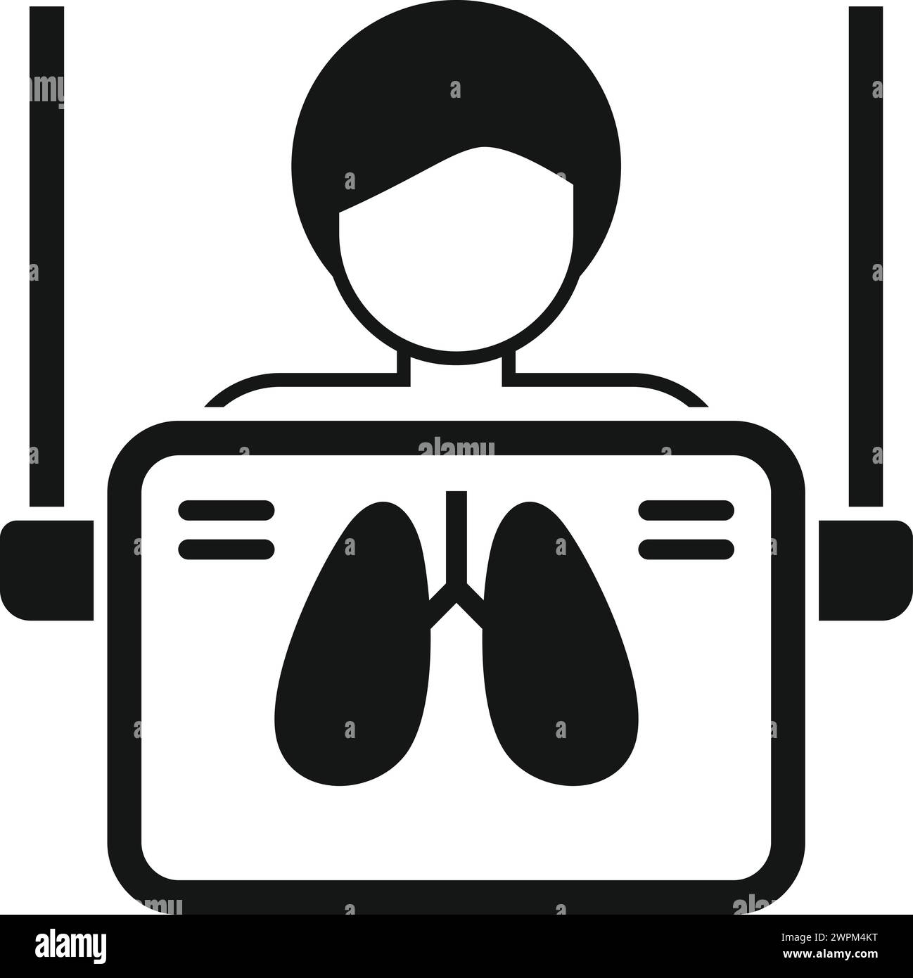 Icona della persona dell'esame polmonare vettore semplice. Cliente dell'ospedale. Anatomia umana Illustrazione Vettoriale