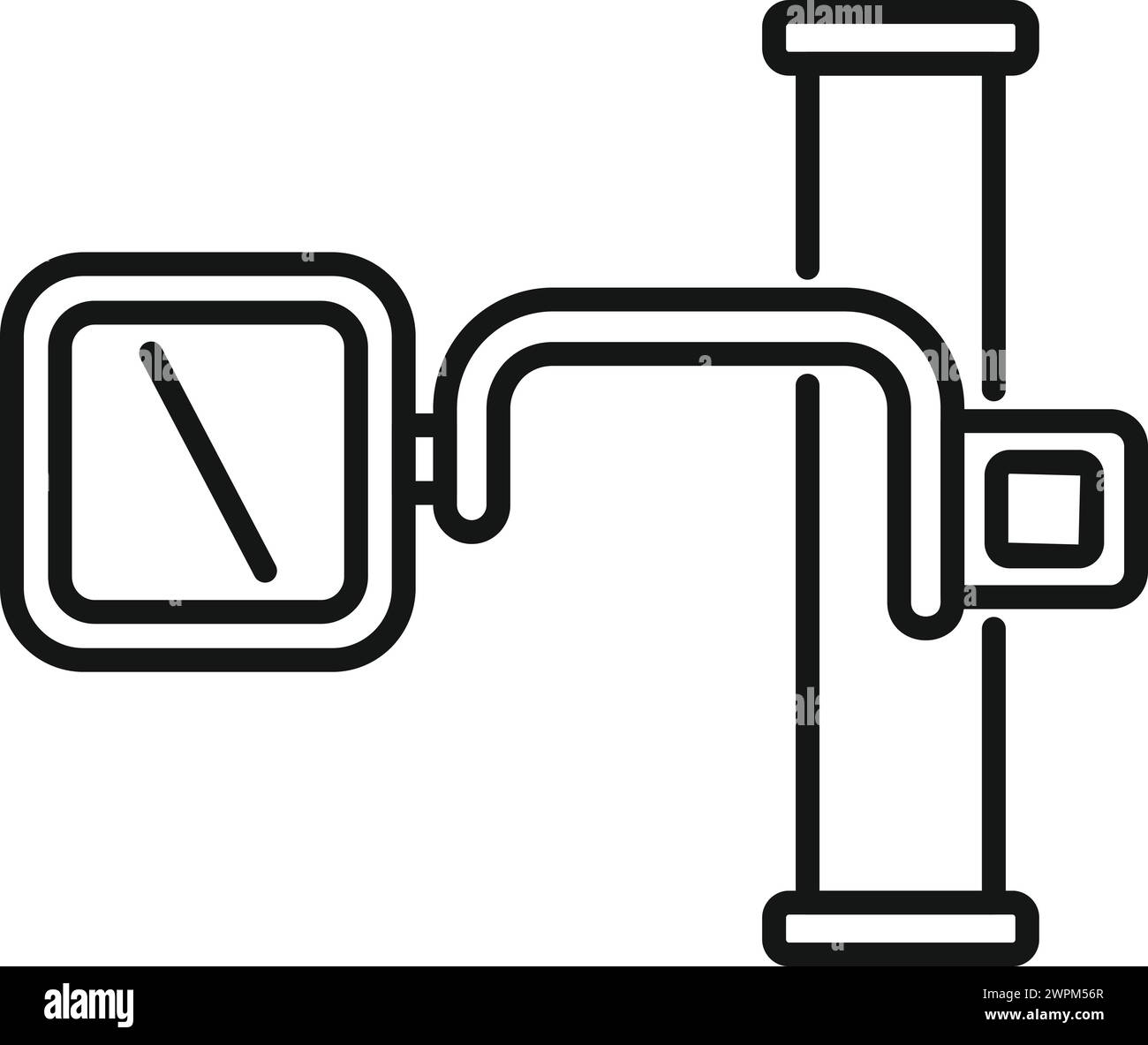 Strumento raggi X - immagine vettoriale icona ospedale. Benessere della clinica. Paziente con fascio toracico Illustrazione Vettoriale