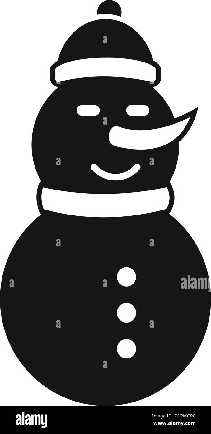 Icona pupazzo di neve sorriso vettore semplice. Festività natalizie. Progettare acqua congelata Illustrazione Vettoriale