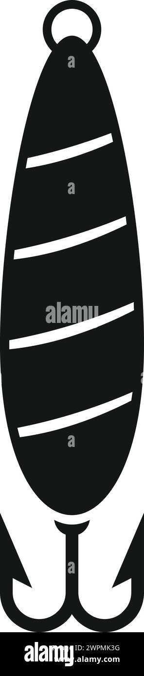 Icona dell'esca da pesca a righe vettore semplice. Paesaggio stagionale. Attività sulla neve per tutta la famiglia Illustrazione Vettoriale