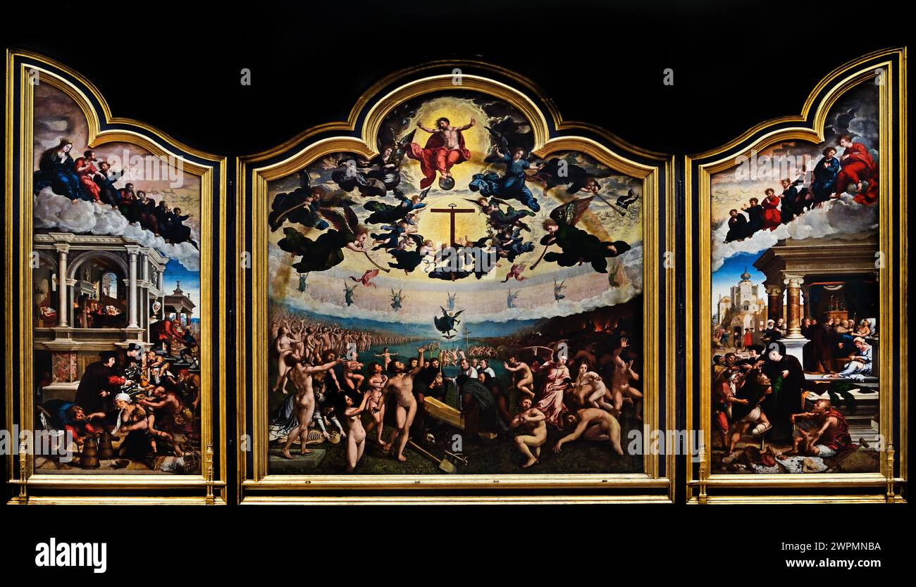 Il giudizio universale e il settimo atto della Misericordia: Seppellire i morti Bernard van Orley 1517-1524/ 1525 Royal Museum of fine Arts, Anversa, Belgio, Belgio. Foto Stock