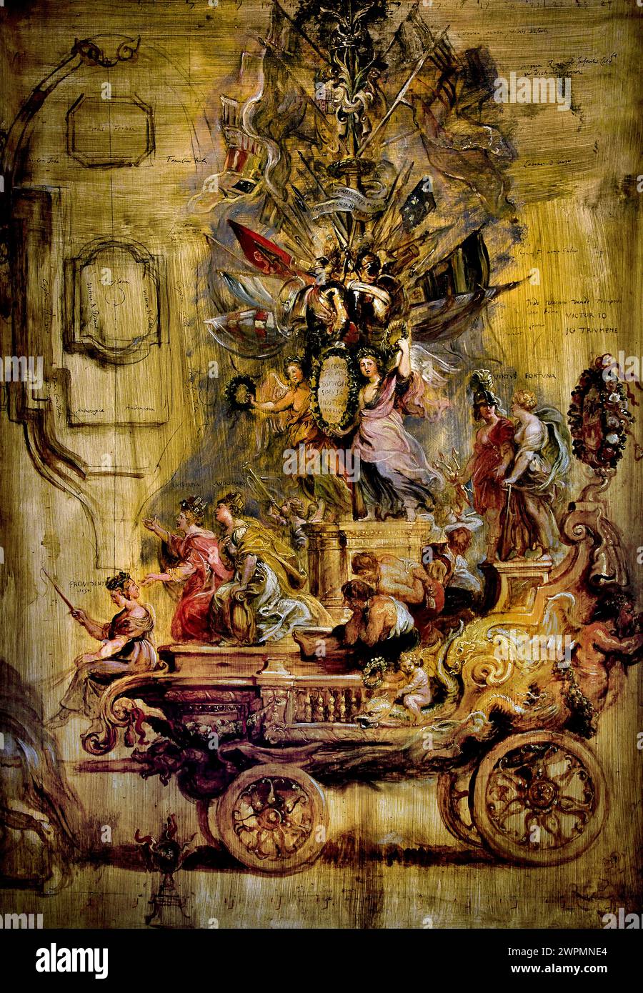 Carro Trionfale di Kallo 1638 di Peter Paul Rubens.(1577-1640). Artista e diplomatico fiammingo, fiammingo, Museo reale barocco di Belle Arti, Anversa, Belgio, Belgio. Foto Stock