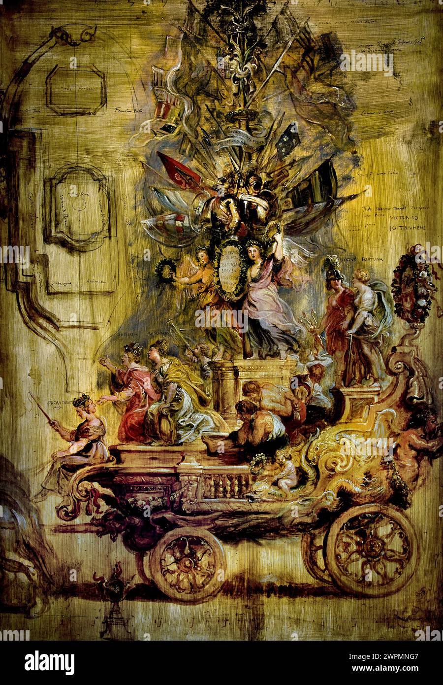 Carro Trionfale di Kallo 1638 di Peter Paul Rubens.(1577-1640). Artista e diplomatico fiammingo, fiammingo, Museo reale barocco di Belle Arti, Anversa, Belgio, Belgio. Foto Stock