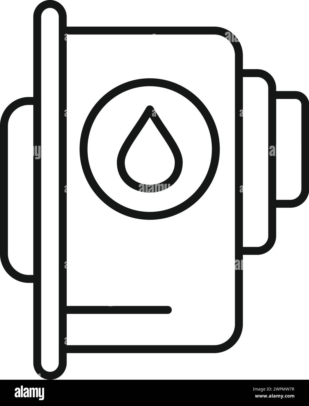 Vettore del contorno dell'icona della cartuccia di inchiostro nero. Gadget per macchine. Progettare un'immagine digitale Illustrazione Vettoriale