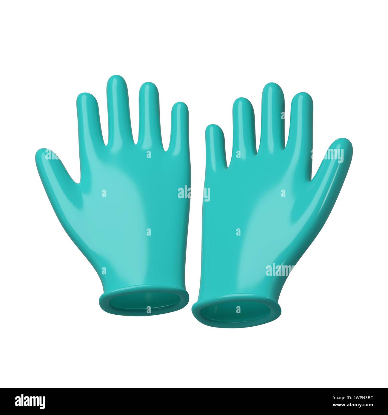 Icona guanti in lattice per uso medico. Dettagli illustrazione del rendering 3d turchese Foto Stock