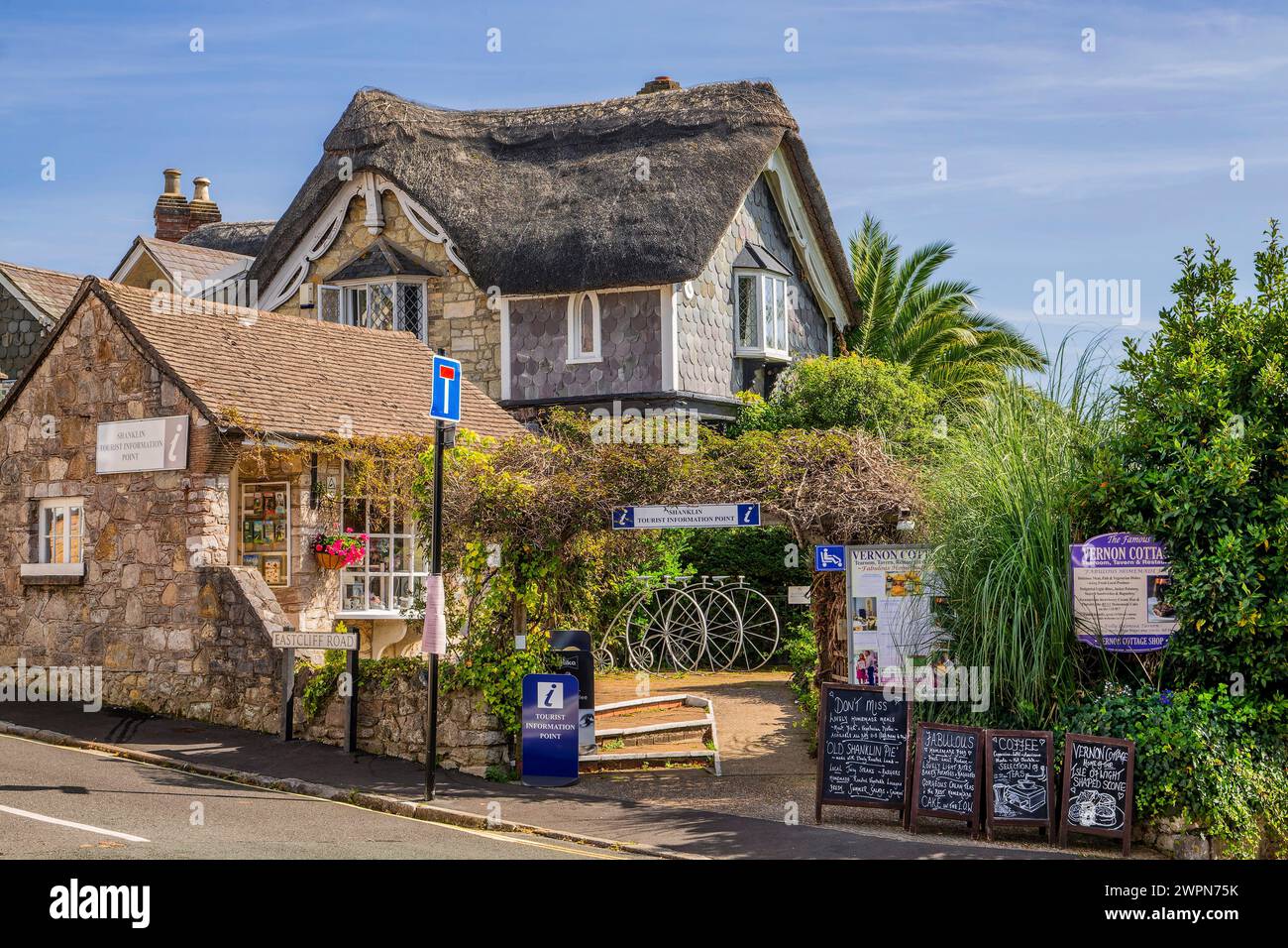 Thatched inn in the Old Village, Shanklin, Isle of Wight, Hampshire, Gran Bretagna, Inghilterra Foto Stock