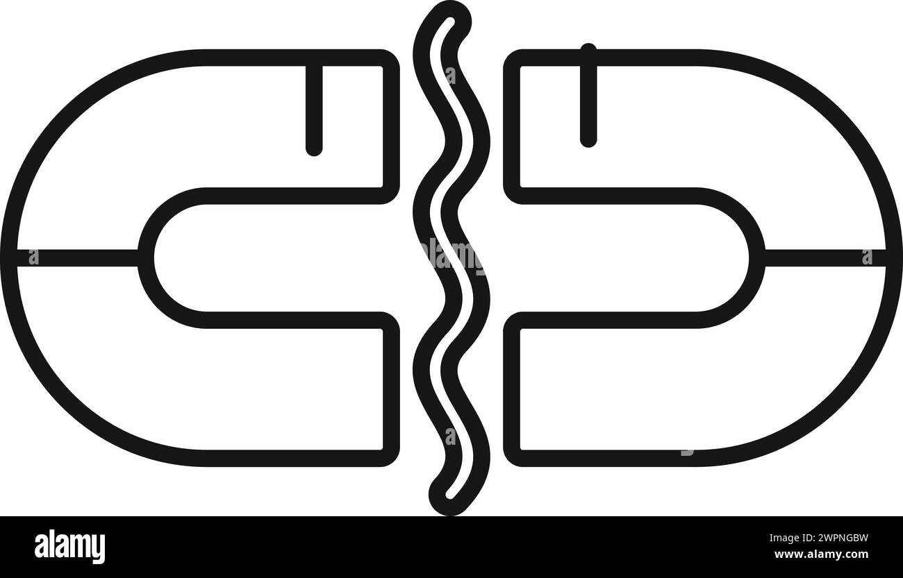 L'icona dei magneti da laboratorio di ricerca delinea il vettore. Materiale dello studio. Matraccio medico Illustrazione Vettoriale