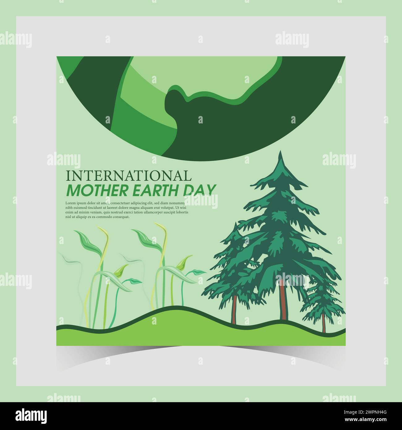 Post sui social media della giornata della Terra. Problemi ambientali e tutela ambientale. Modello di banner Web per la giornata della Terra della madre. Felice giornata Mondiale della Terra Illustrazione Vettoriale