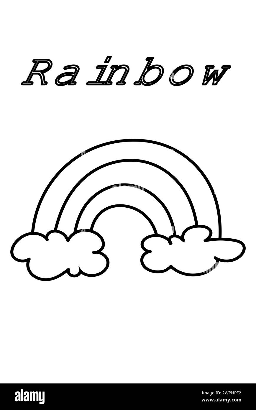 Colorazione con linee spesse per i più piccoli, Rainbow Coloring Page Illustrazione Vettoriale