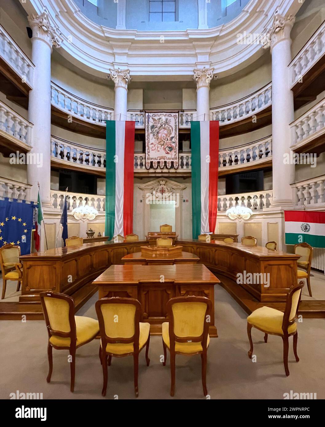 La sala Tricolore, il luogo in cui nacque la bandiera italiana: La sala della sede del Tricolore. Reggio Emilia, Emilia Romagna, Italia Foto Stock