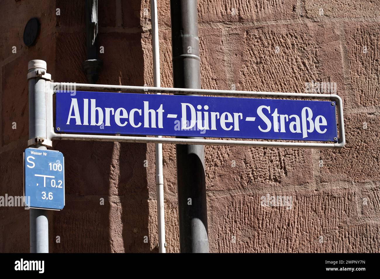 Germania, Baviera, Franconia media, Norimberga, città vecchia, Burgviertel, cartello stradale, Albrecht-Dürer-Straße Foto Stock