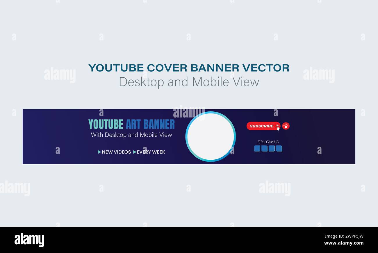 copertina del canale. banner della copertina. banner canale moderno e creativo. grafica del canale, design della copertina, foto dell'intestazione e intestazione della piattaforma di social media Illustrazione Vettoriale