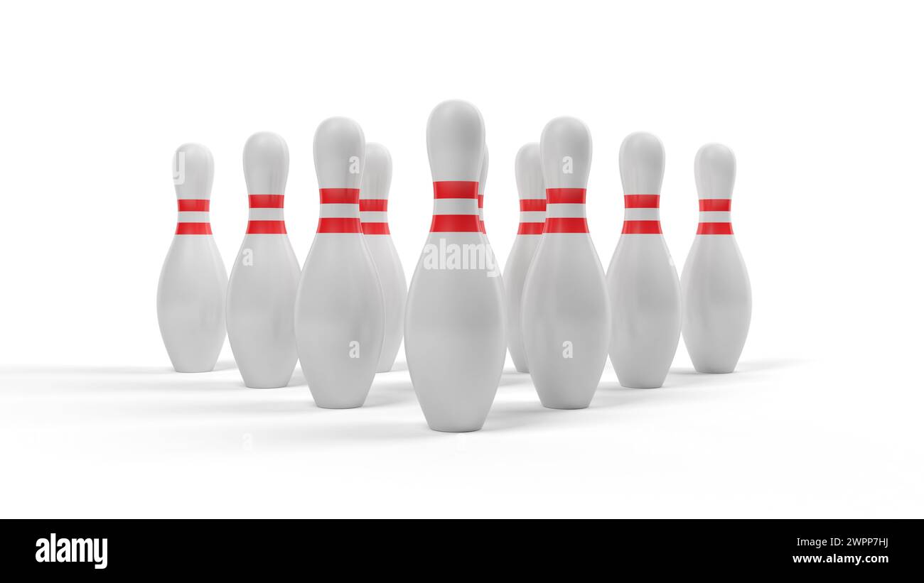 Biglie da bowling isolate su sfondo bianco. illustrazione 3d. Foto Stock