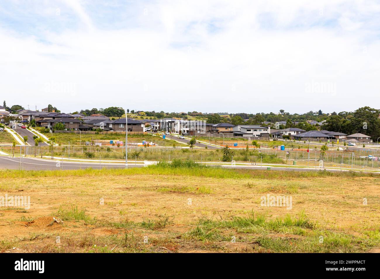 Australia, nuove case e quartieri a Caddens Hill, Western Sydney, NSW, Australia Foto Stock