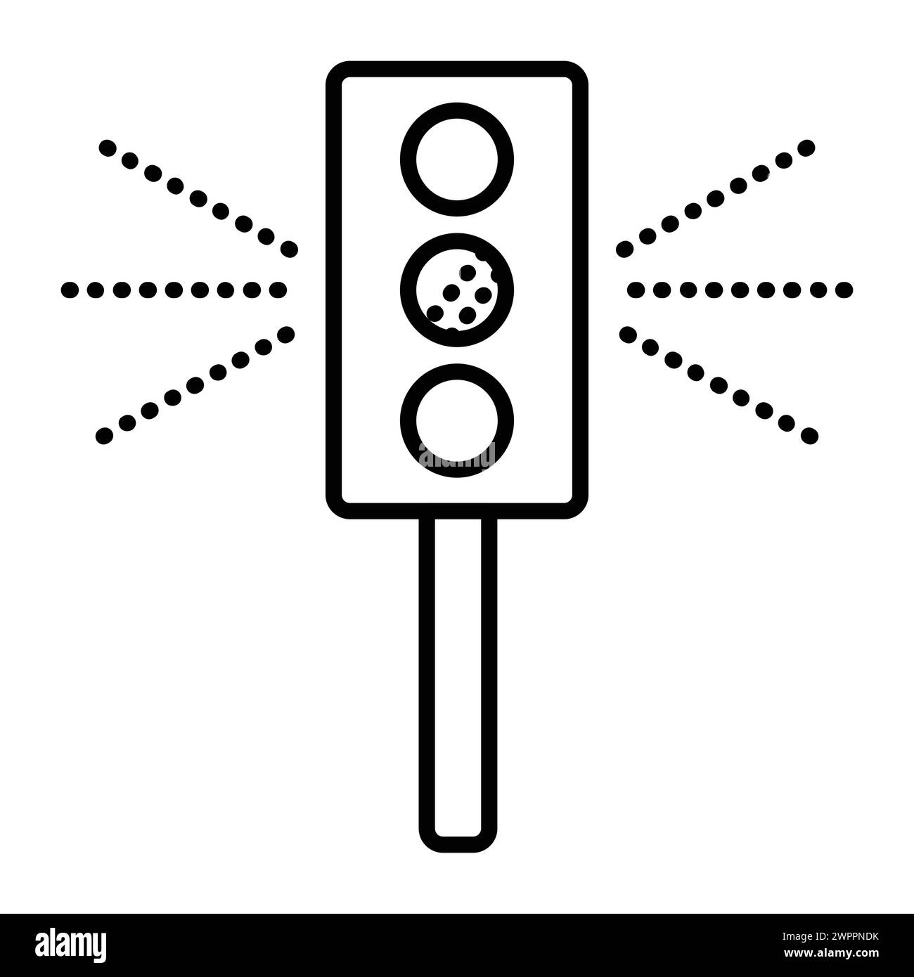 Icona vettoriale linea nera semaforo, segnale stradale, illustrazione minima del semaforo Illustrazione Vettoriale