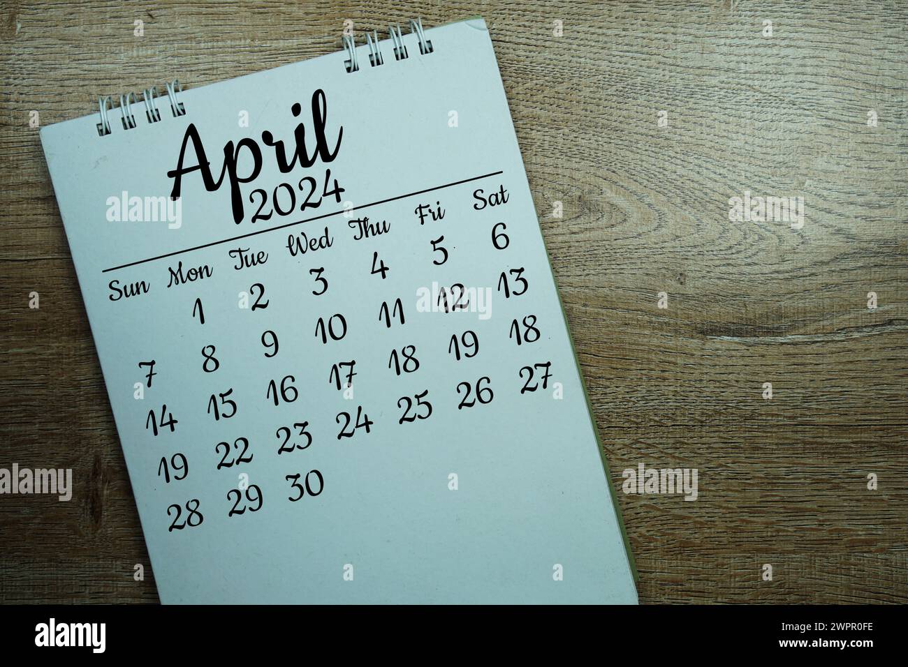 Aprile 2024: Calendario mensile annuale per la pianificazione e la gestione Foto Stock