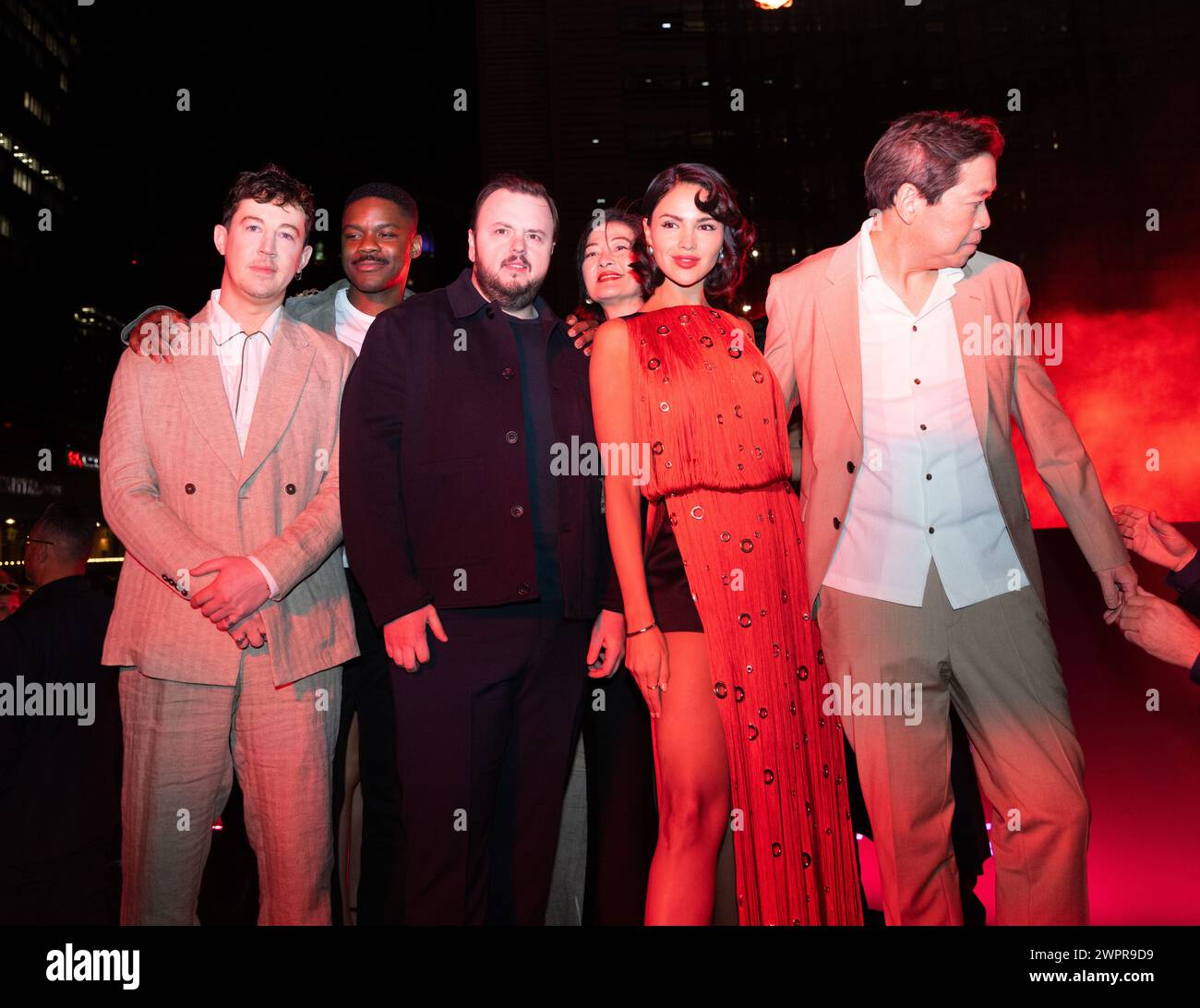 Austin, Stati Uniti. 8 marzo 2024. Alex Sharp, Jovan Adepo, John Bradley, Rosalind Chao, Eiza Gonzalez, e Alexander Woo partecipa all'evento promozionale SXSW per 3 Body Problem ospitato da Netflix l'8 marzo 2024 ad Austin, Texas. (Foto di Stephanie Tacy/SIPA USA) credito: SIPA USA/Alamy Live News Foto Stock