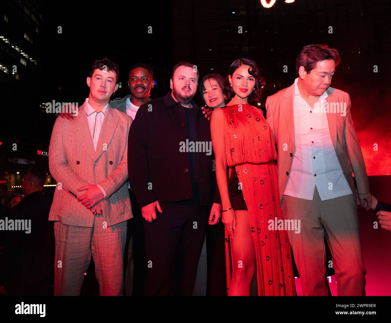Austin, Stati Uniti. 8 marzo 2024. Alex Sharp, Jovan Adepo, John Bradley, Rosalind Chao, Eiza Gonzalez, e Alexander Woo partecipa all'evento promozionale SXSW per 3 Body Problem ospitato da Netflix l'8 marzo 2024 ad Austin, Texas. (Foto di Stephanie Tacy/SIPA USA) credito: SIPA USA/Alamy Live News Foto Stock