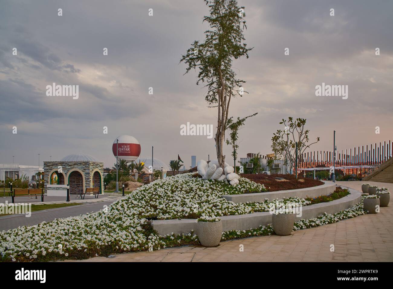 Qatar expo 2023 nel parco al Bidda-Rumaila Doha, scatto al tramonto in Qatar Foto Stock