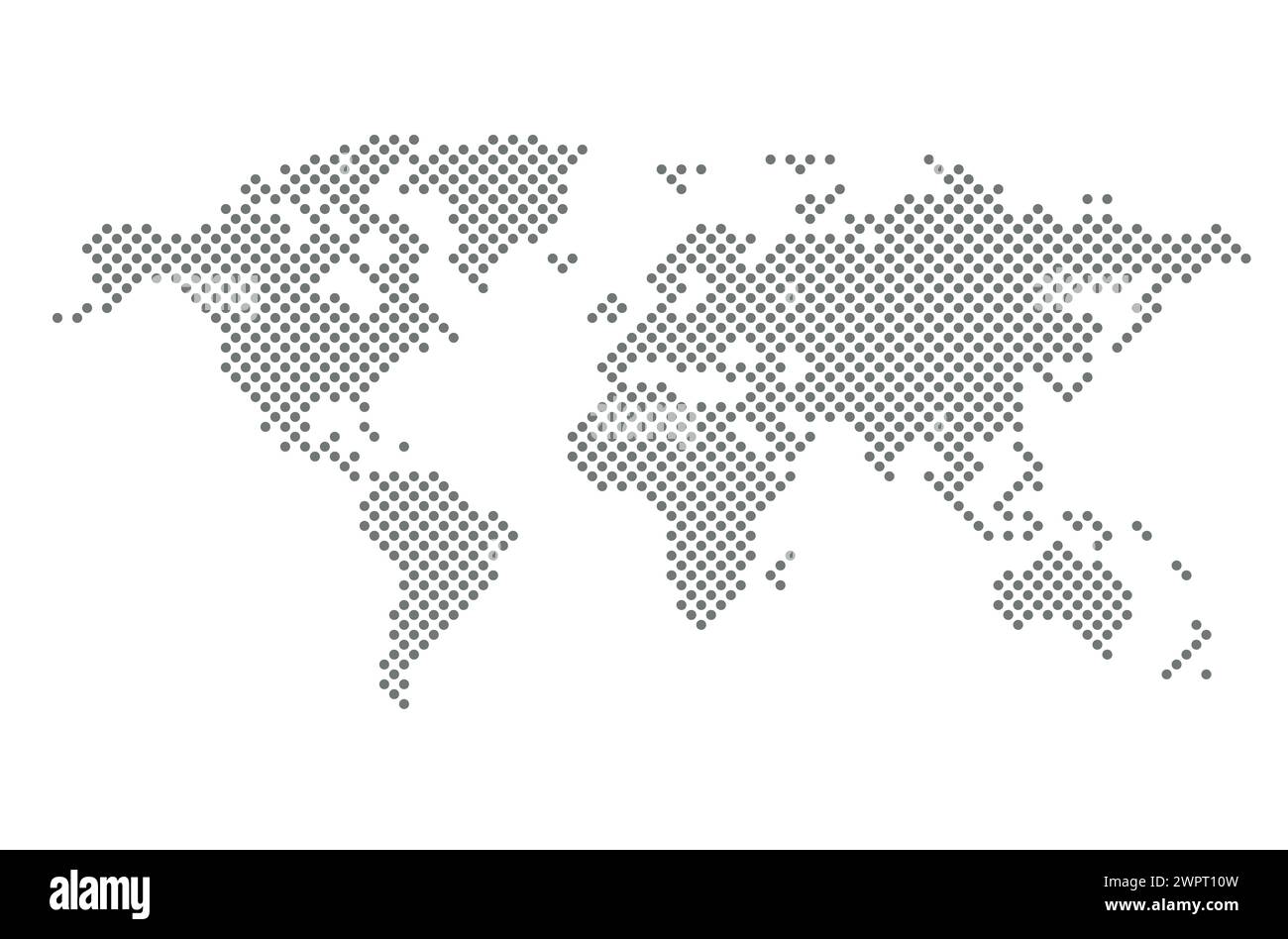 Mappa del mondo - sagoma dei continenti sul pianeta Terra con motivo a punti polka, illustrazione vettoriale su bianco Illustrazione Vettoriale