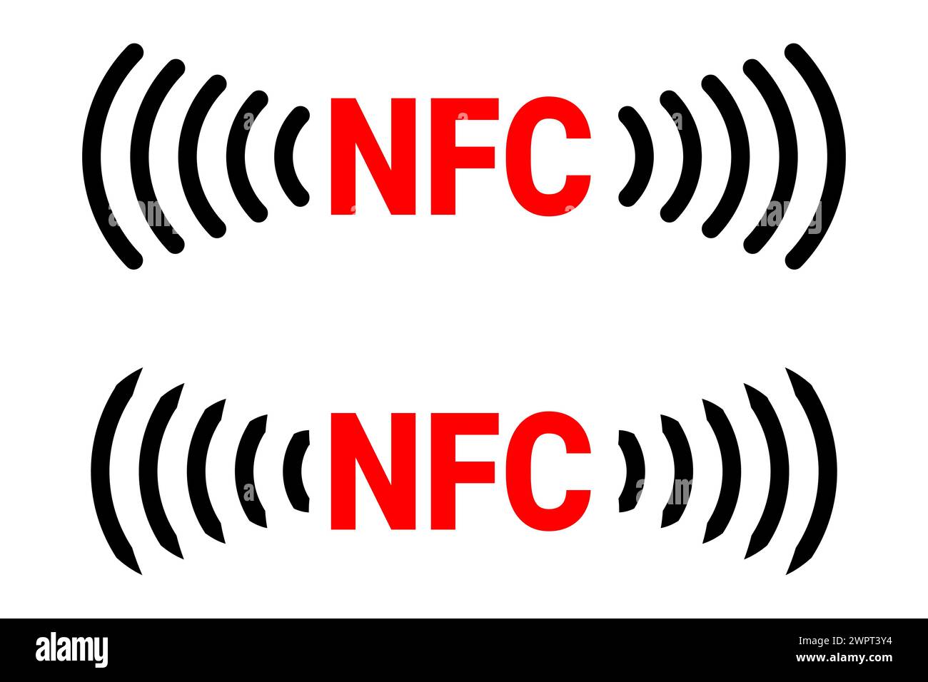 Simbolo di comunicazione NFC vicino al campo vettore. Illustrazione Vettoriale