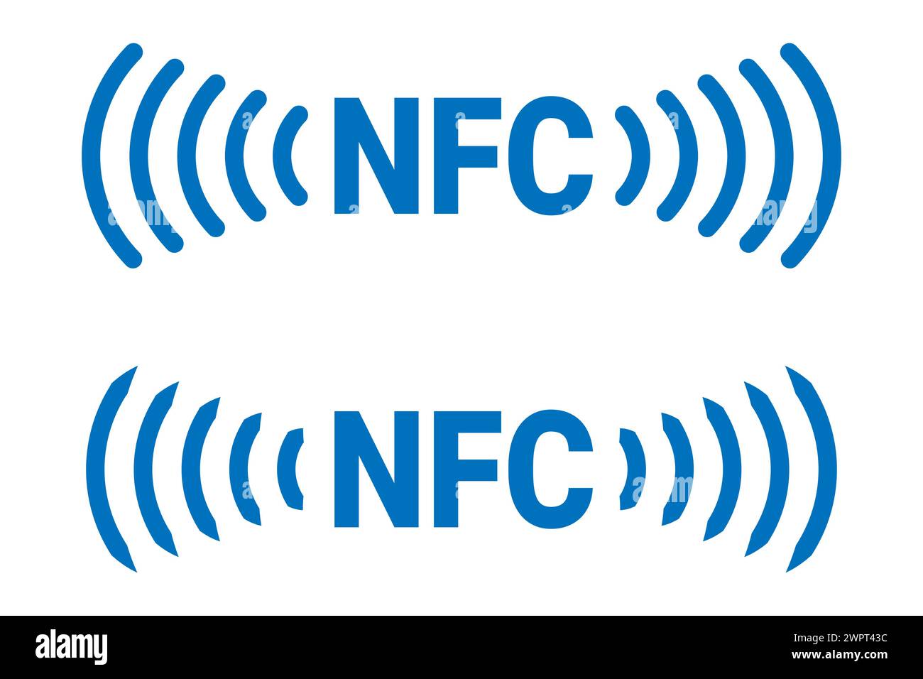 Simbolo di comunicazione NFC vicino al campo vettore. Illustrazione Vettoriale
