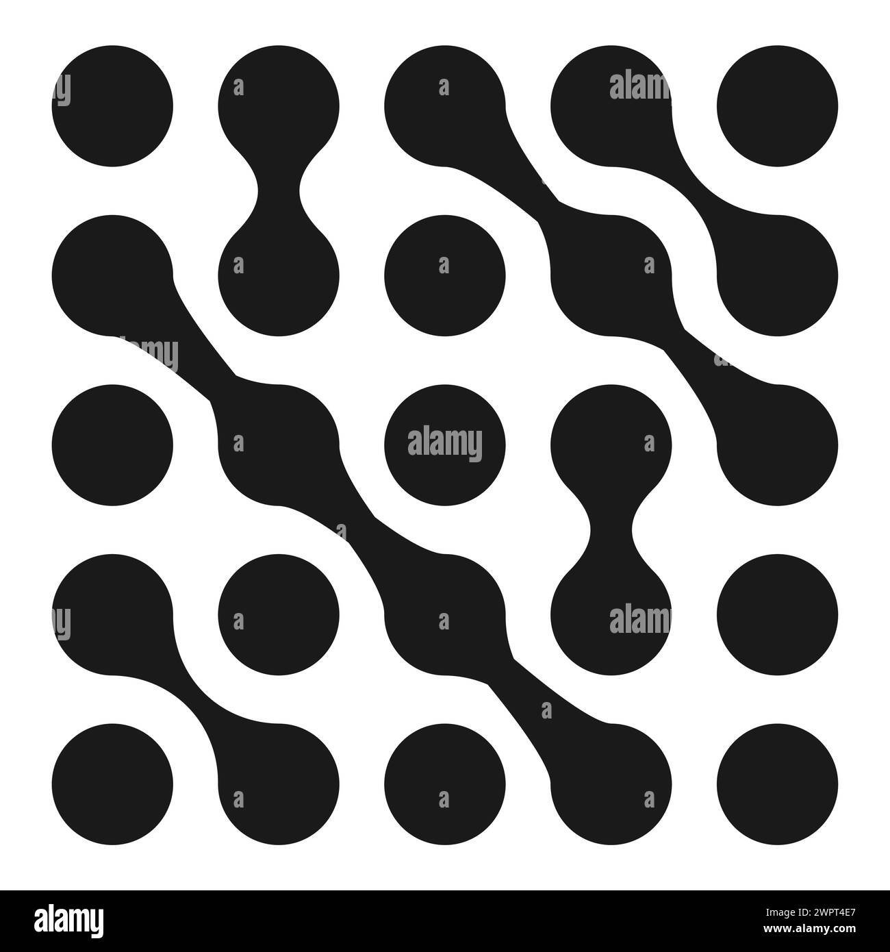 Movimento del punto astratto connesso con metaballs di transizione dei lobi rotondi. Illustrazione Vettoriale