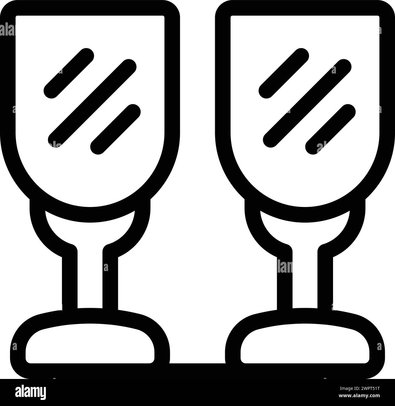 Vettore del contorno dell'icona della vetreria per bevande. Recipienti per bere in vetro. Servizio cena, stoviglie Illustrazione Vettoriale