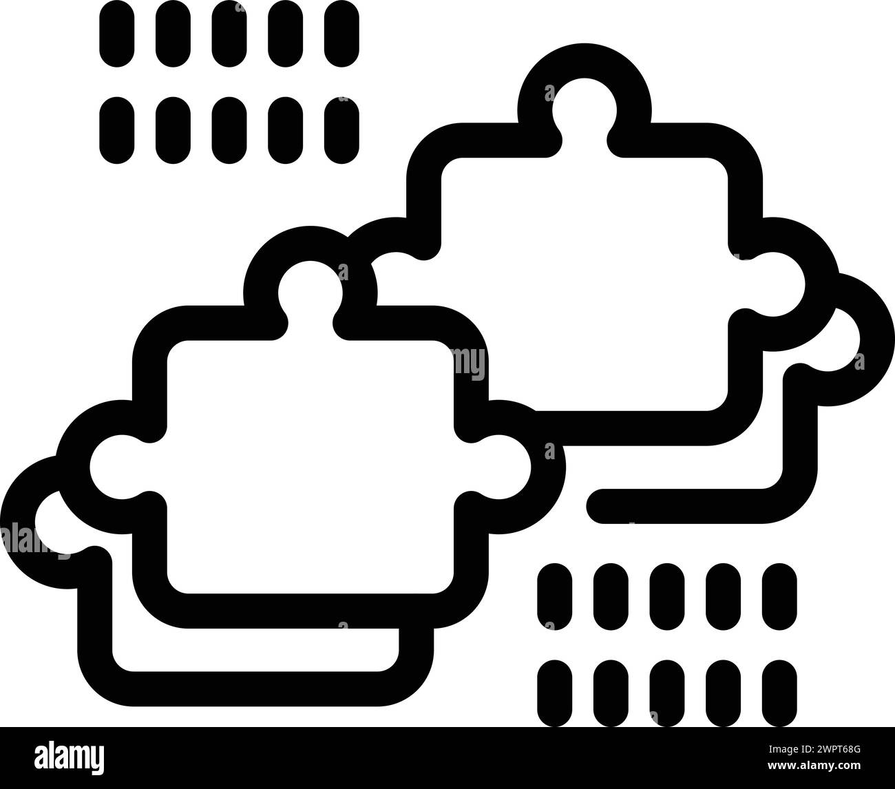 Icona del rompicapo del brainstorming, contorno vettoriale. Labirinto logico. Sessione cognitiva aziendale Illustrazione Vettoriale