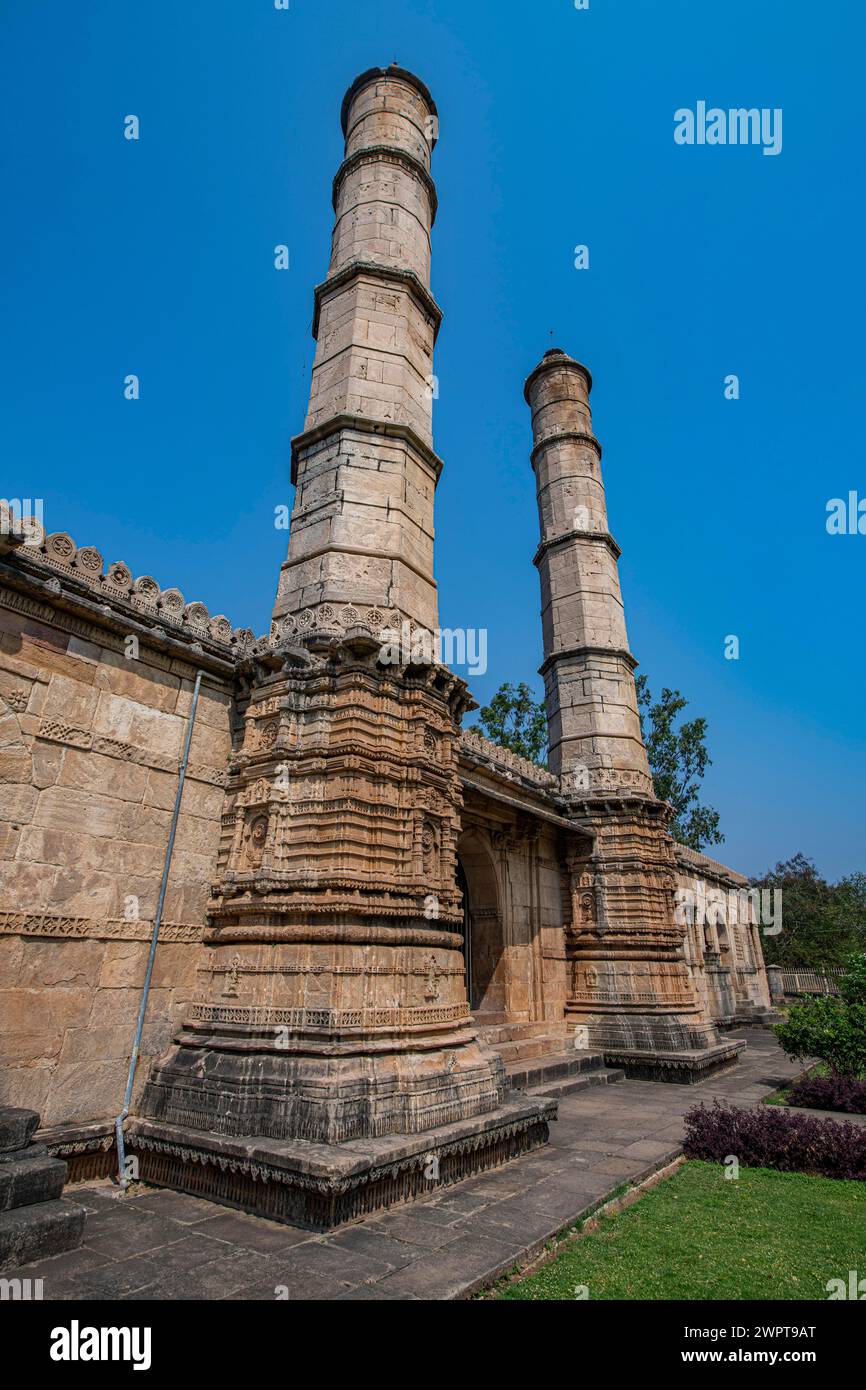 Shaher ki Masjid, sito dell'UNESCO del Parco Archeologico Champaner-Pavagadh, Gujarat, India Foto Stock