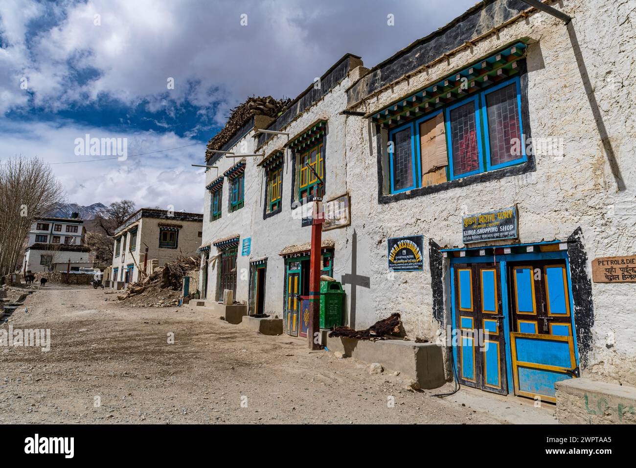 Case tibetane a lo Manthang, capitale del Regno di Mustang, Nepal Foto Stock