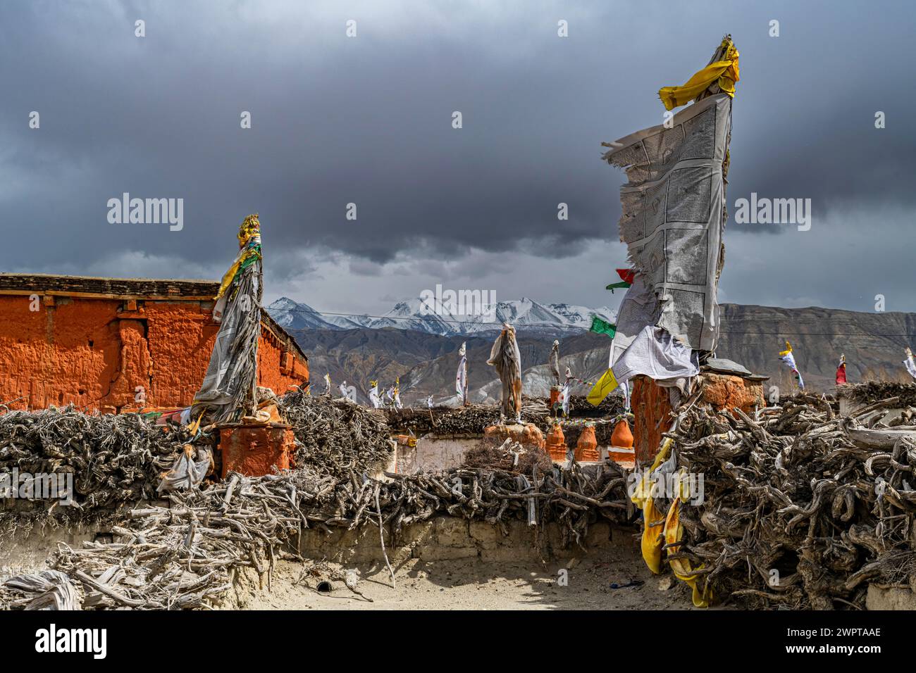 Stupas (chsrten) nel villaggio lo-Manthang, Regno di Mustang, Nepal Foto Stock Stupas (chsrten) nel villaggio lo-Manthang, Regno di Mustang, Nepal Foto Stock