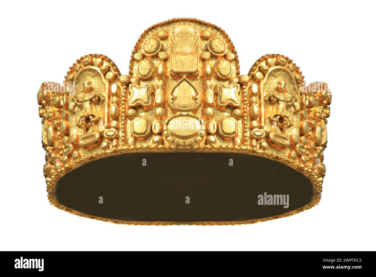corona d'oro su sfondo bianco Foto Stock