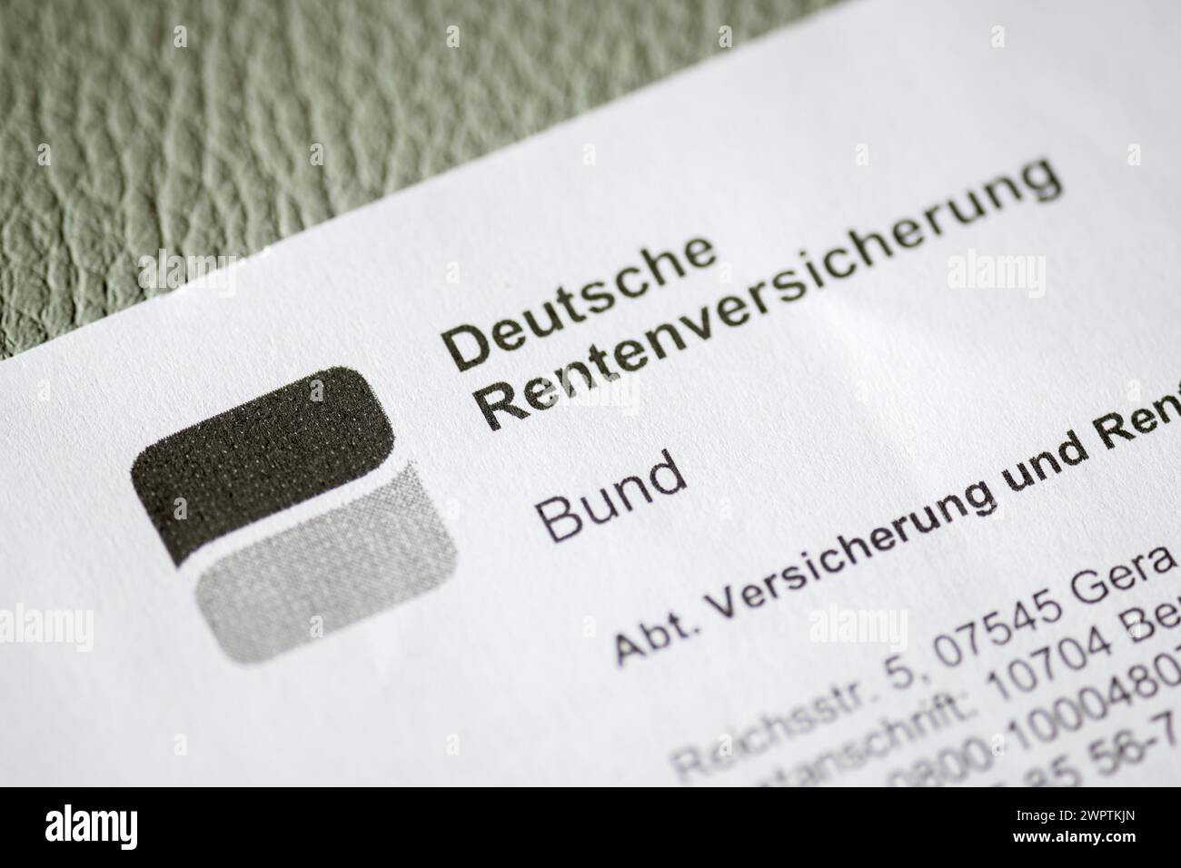 Assicurazione pensione tedesca, documento Foto Stock